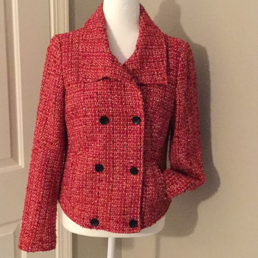 GAP Red Tweed With Black Buttons Jacket